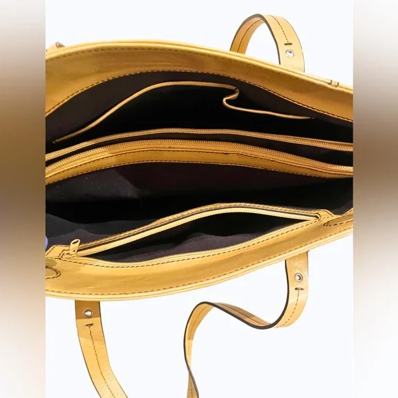 Vintage Kenneth Cole Vibrant Yellow Leather Shoulder Bag - Picture 2 of 3